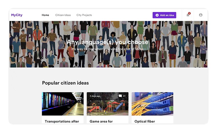 The most complete civic engagement software: Customise your city platform to connect with your citizens.