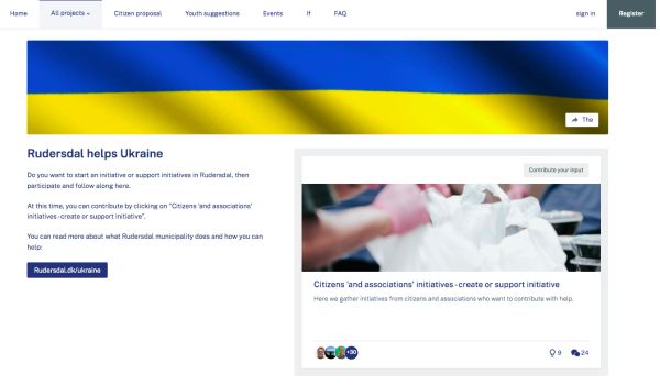 Rudersdal gebruikt het lokale participatieplatform om Oekraïne te steunen.